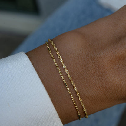 Two Delicate Bracelets Set, Minimalist Bracelet Set, Gold and Silver Bracelets