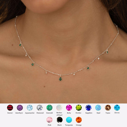 Sterling Silver Birthstone Teardrop Pendant Necklace