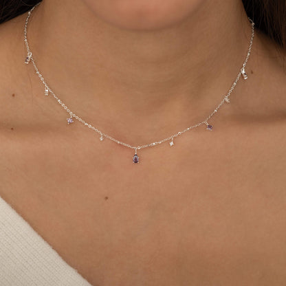 Sterling Silver Birthstone Teardrop Pendant Necklace
