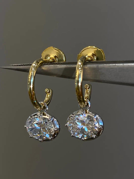 Floating Diamond Stud Earrings in Mixed Metal